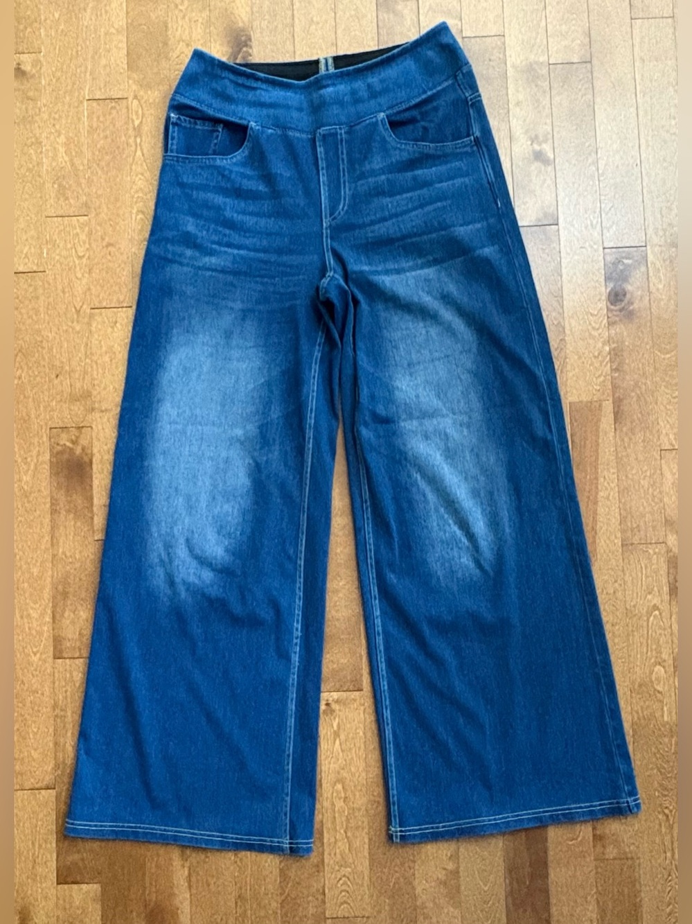 Halara Wide Leg Denim Pants Medium Wash Pull-On Size M Regular